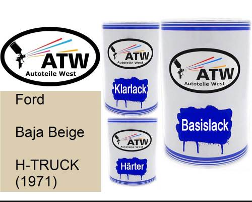 Ford, Baja Beige, H-TRUCK (1971): 500ml Lackdose + 500ml Klarlack + 250ml Härter - Set, von ATW Autoteile West.